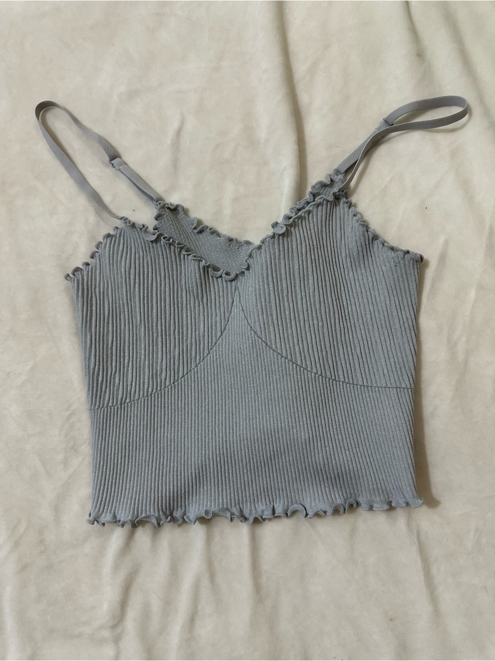 Aerie Ribbed V-Neck bralette - Light Gray